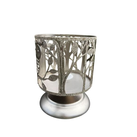 BATH & BODY WORKS GLITTER OWL IN THE WOODS 3 WICK PEDESTAL CANDLE HOLDER - Picture 2 of 6